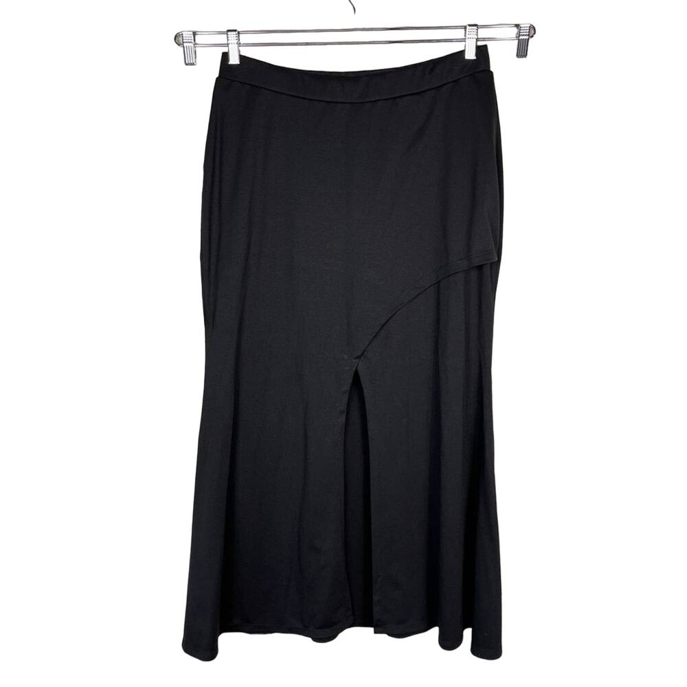 NWT ASHLEY‎ STEWART |  Black Front Slit Maxi Flare Skirt | Bottoms